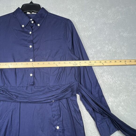 GANT Shirt Dress Women’s Medium Navy 1/2 Button Front Tie Waist The Smile Shift - Picture 4 of 10